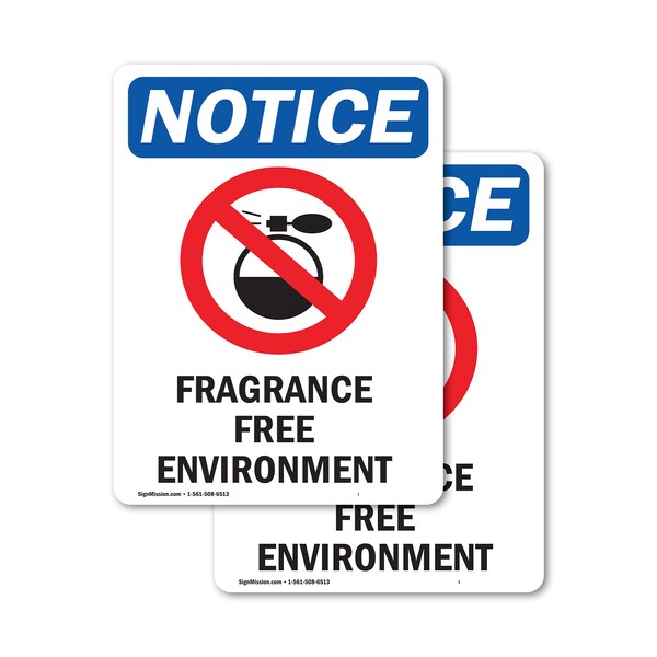 Signmission Fragrance Free Environment Sign With Symbol, 10 in W x Rectangle, Vinyl Decal OS-2PACK-NS-D-1014-V-12909 - main